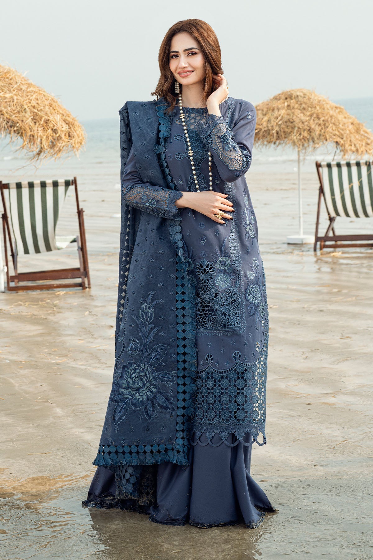 Nureh Blue Khuwab Luxury Swiss Lawn NE-146