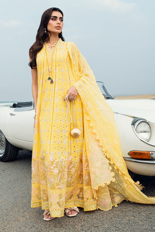 Nureh Yellow Khuwab luxury swiss lawn NE-144