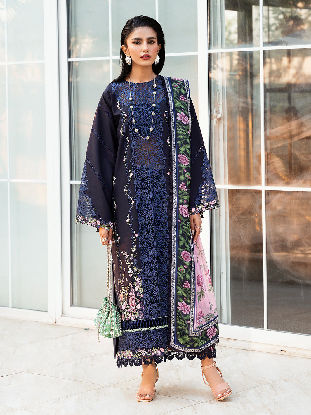 Bin Ilyas Purple and Blue 314 - B | 3 PC Lawn