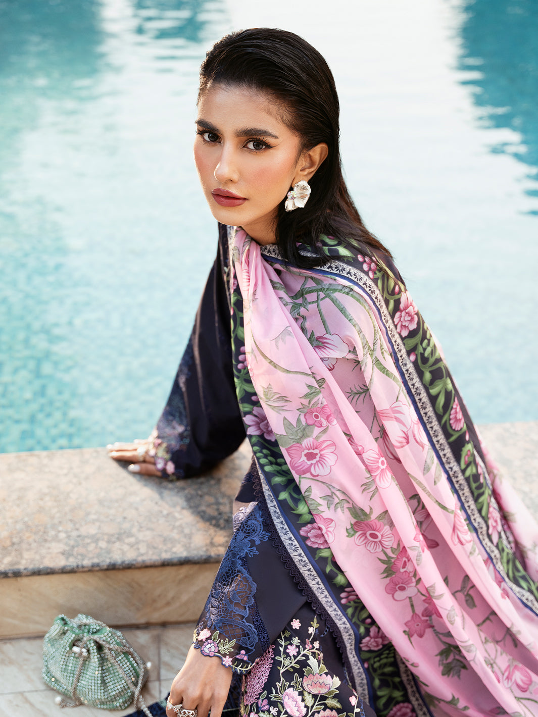 Bin Ilyas Purple and Blue 314 - B | 3 PC Lawn