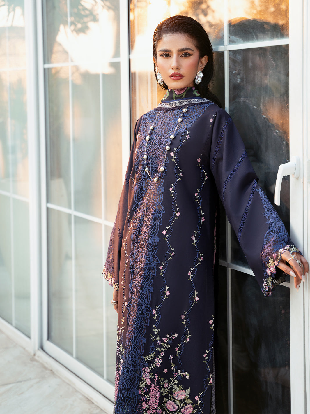 Bin Ilyas Purple and Blue 314 - B | 3 PC Lawn