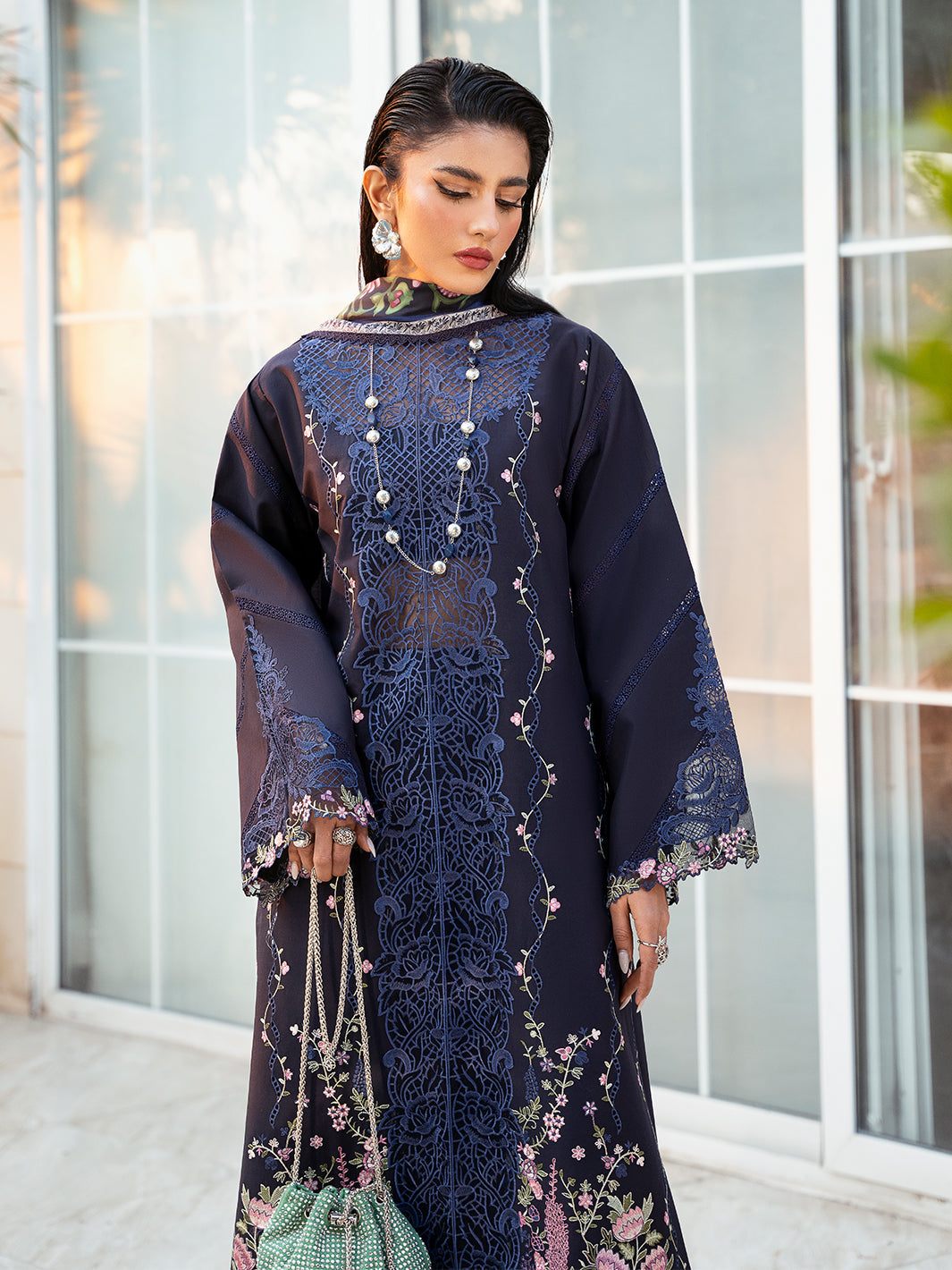 Bin Ilyas Purple and Blue 314 - B | 3 PC Lawn