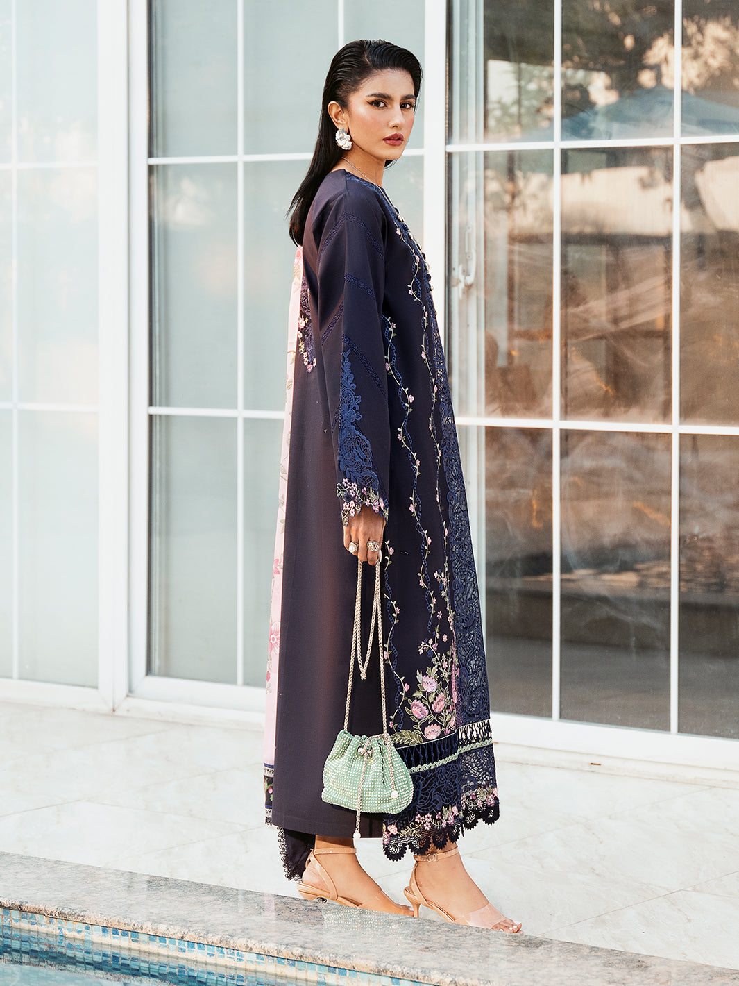 Bin Ilyas Purple and Blue 314 - B | 3 PC Lawn