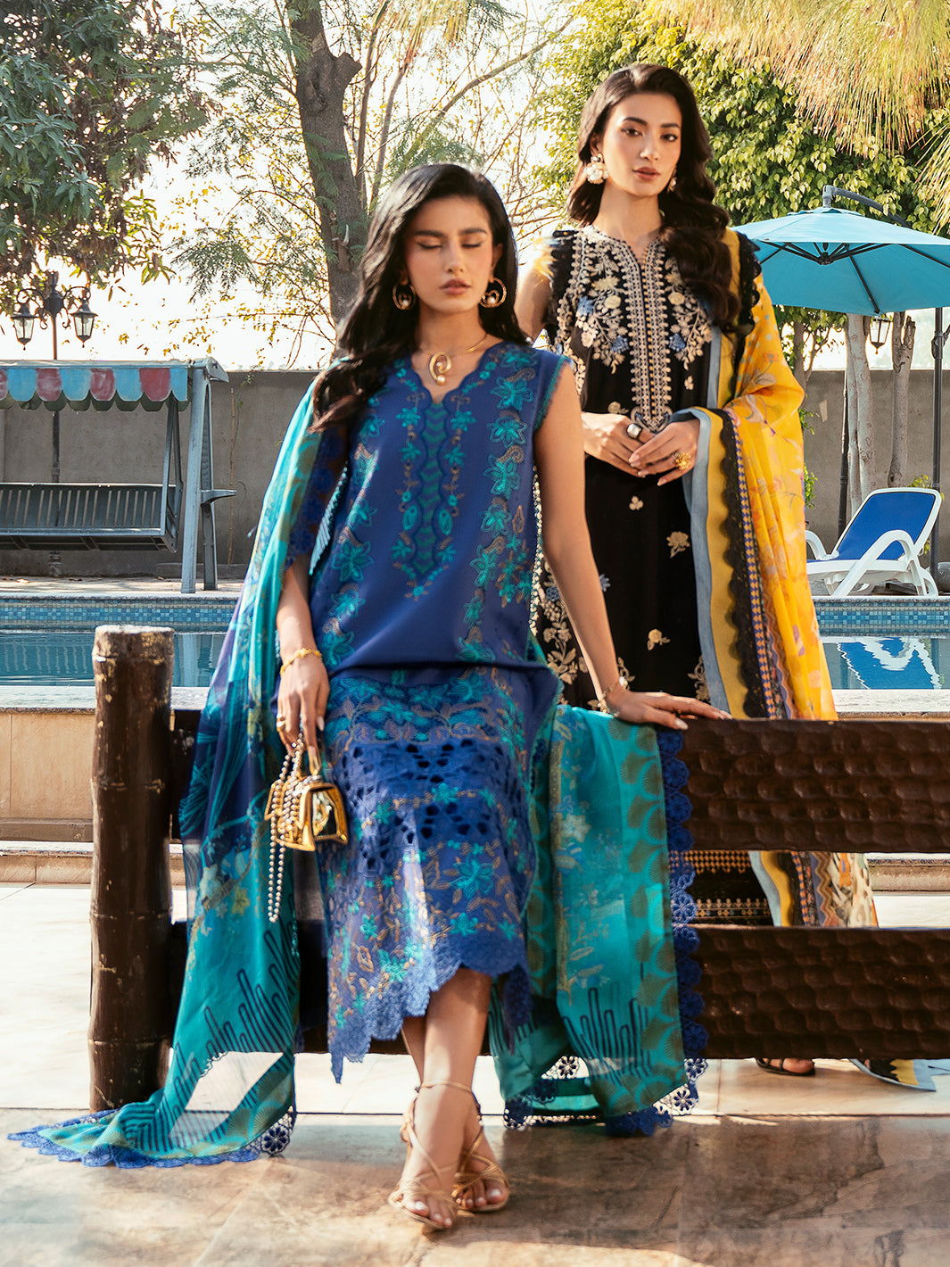 Bin Ilyas blue and green 315 - A | 3 PC Lawn