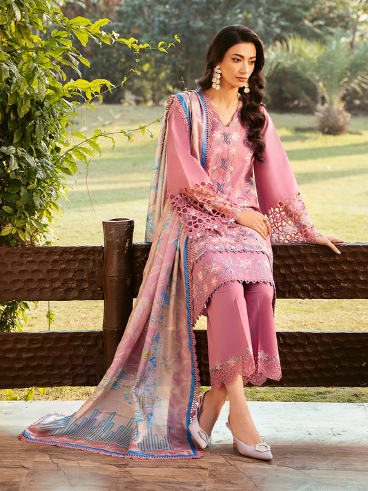 Bin Ilyas Pink and Blue 315 - B | 3 PC Lawn
