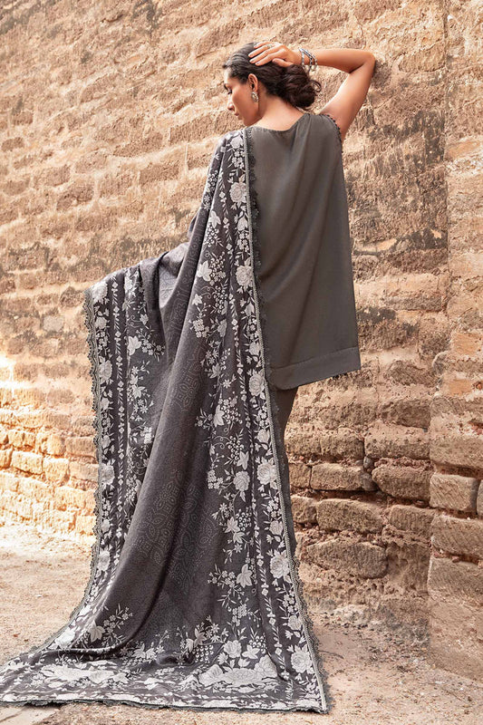 Maria B Grey Printed Linen Suit MPT-2408-B