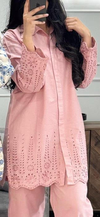Pink embroidered Co Ord Set