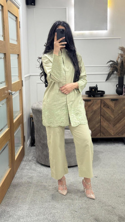 Mint Green Schiffli Co Ord Set
