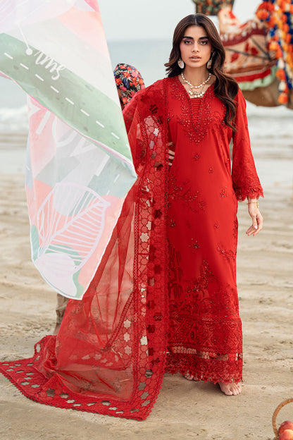 Nureh Khuwab NE-147 Red Luxury Swiss Lawn