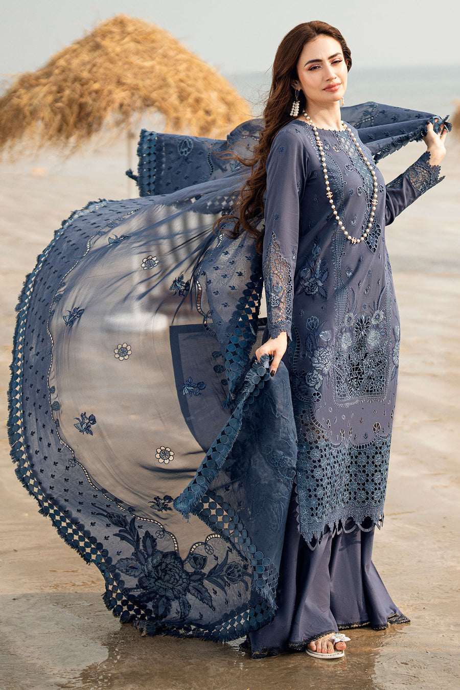 Nureh Blue Khuwab Luxury Swiss Lawn NE-146