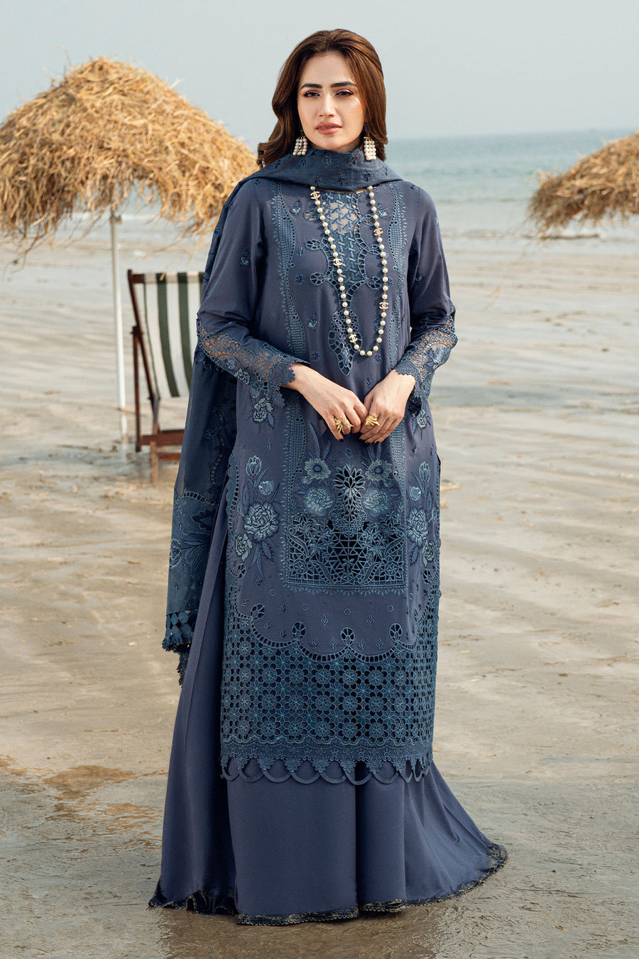 Nureh Blue Khuwab Luxury Swiss Lawn NE-146