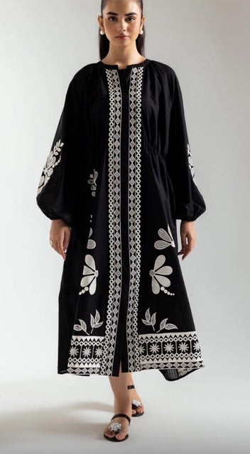 Black Embroidered ETHNC long dress