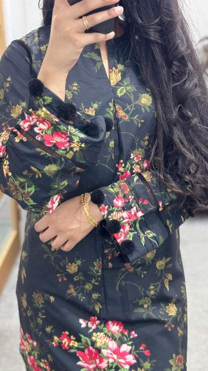 Black printed Co Ord Set