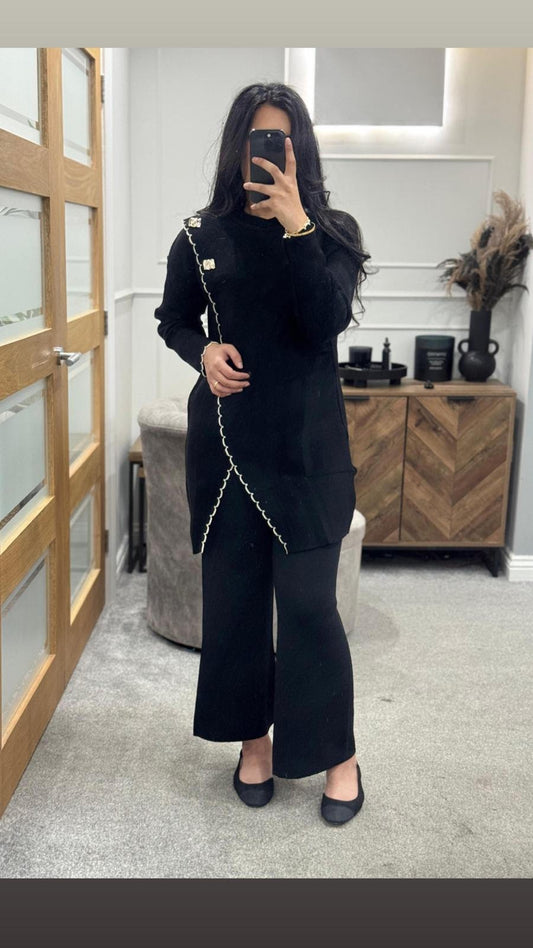 Midnight Black Wool Co-ord Set