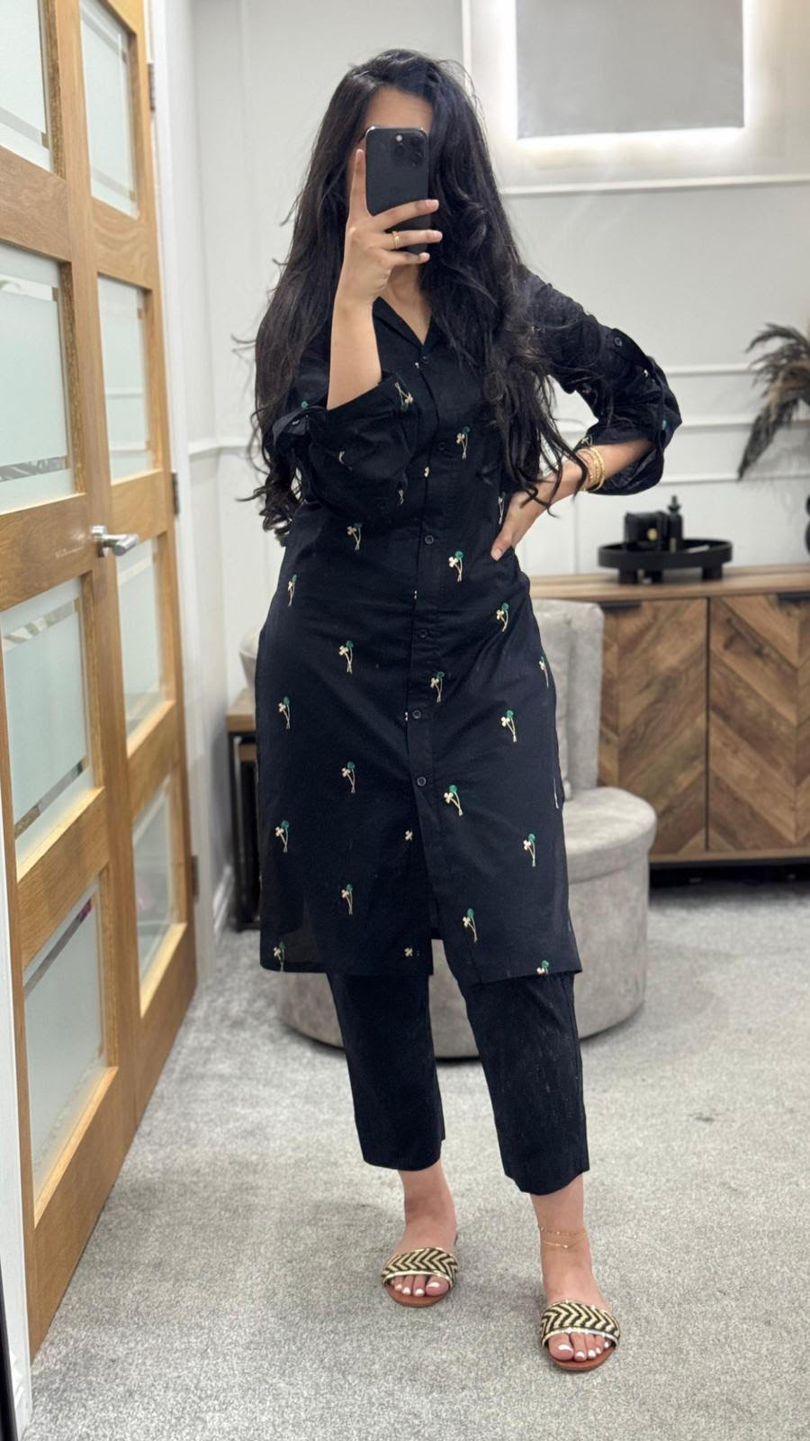 Esha Black Embroidered 2 piece Dress