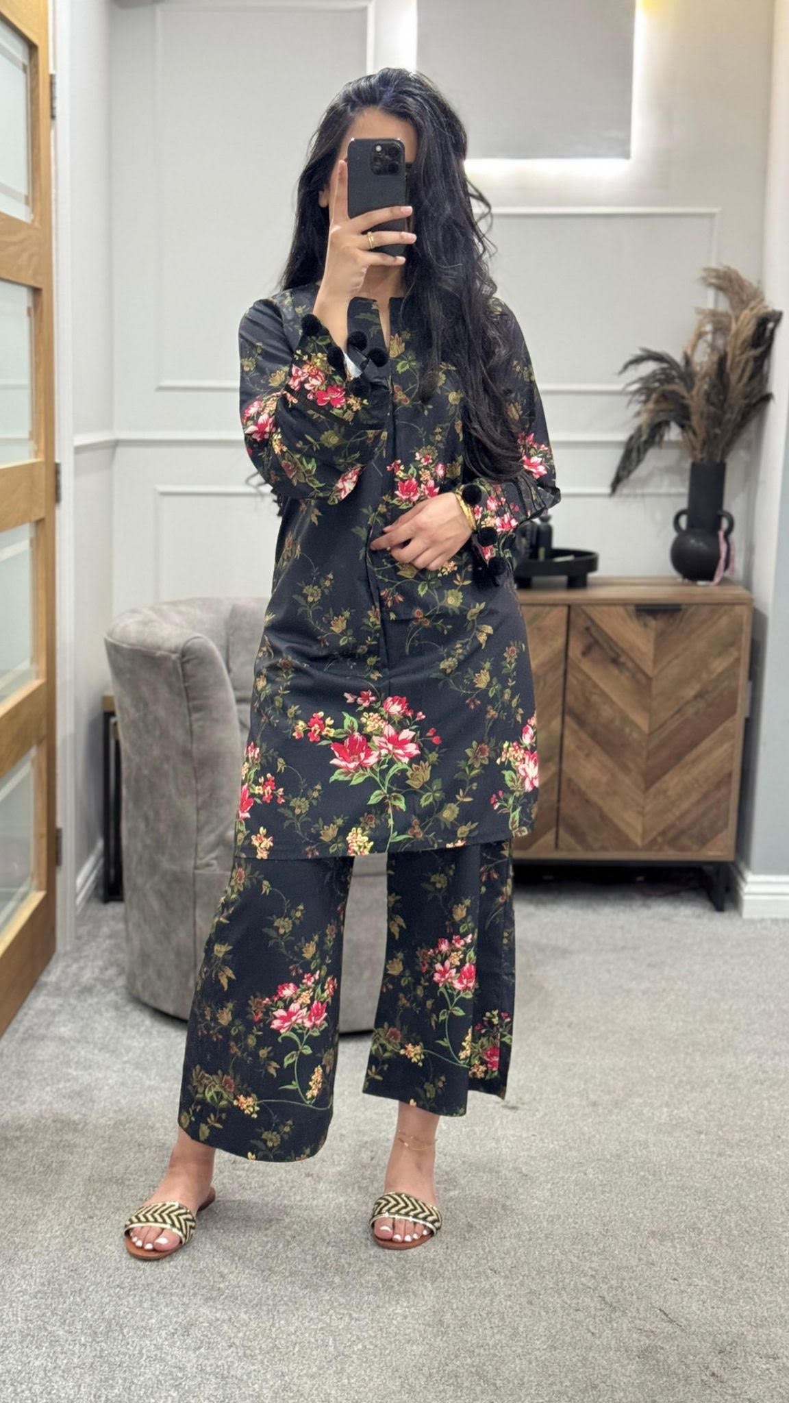 Black printed Co Ord Set