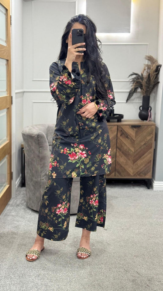Black printed Co Ord Set