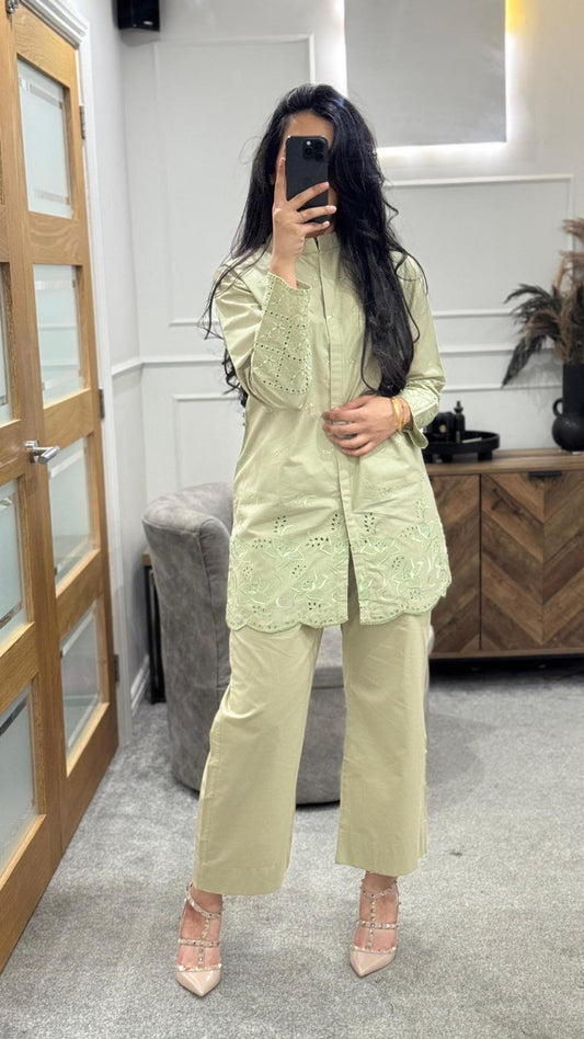 Mint Green Schiffli Co Ord Set