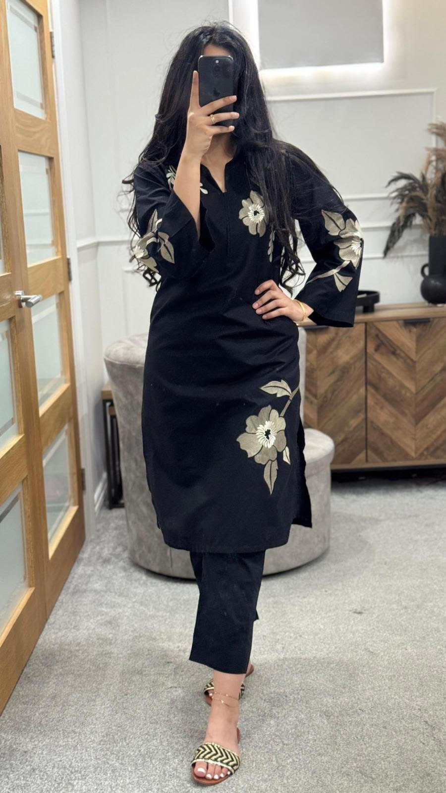 Black Flores 2pc Dress