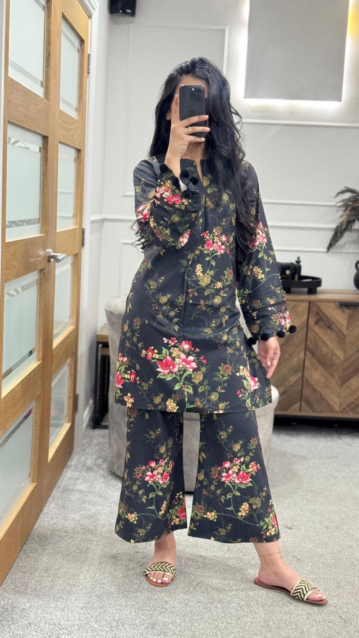 Black printed Co Ord Set