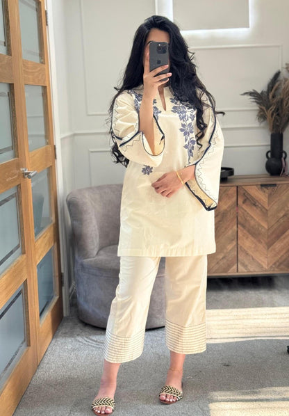 Ivory embroidered Co Ord Set