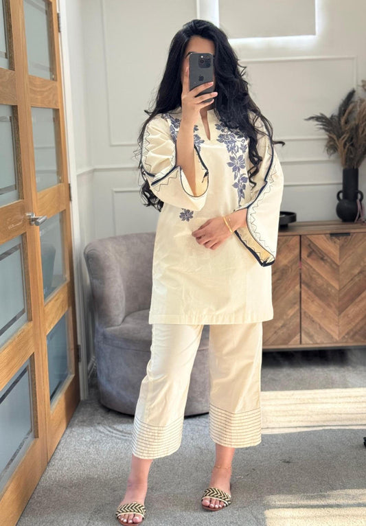 Ivory embroidered Co Ord Set