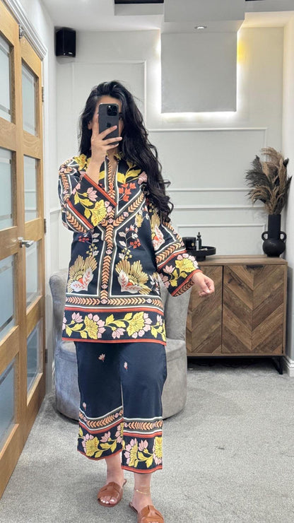 Black Printed Co Ord Set