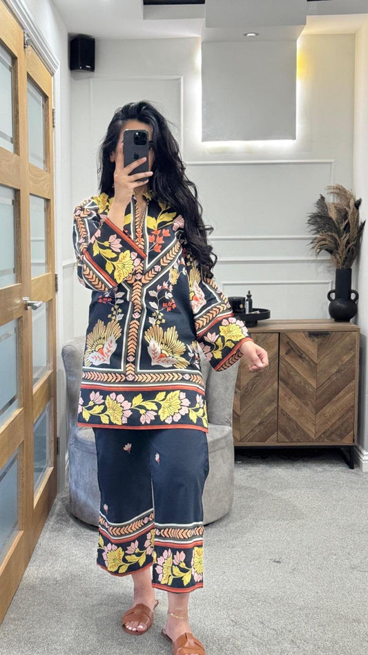 Black Printed Co Ord Set