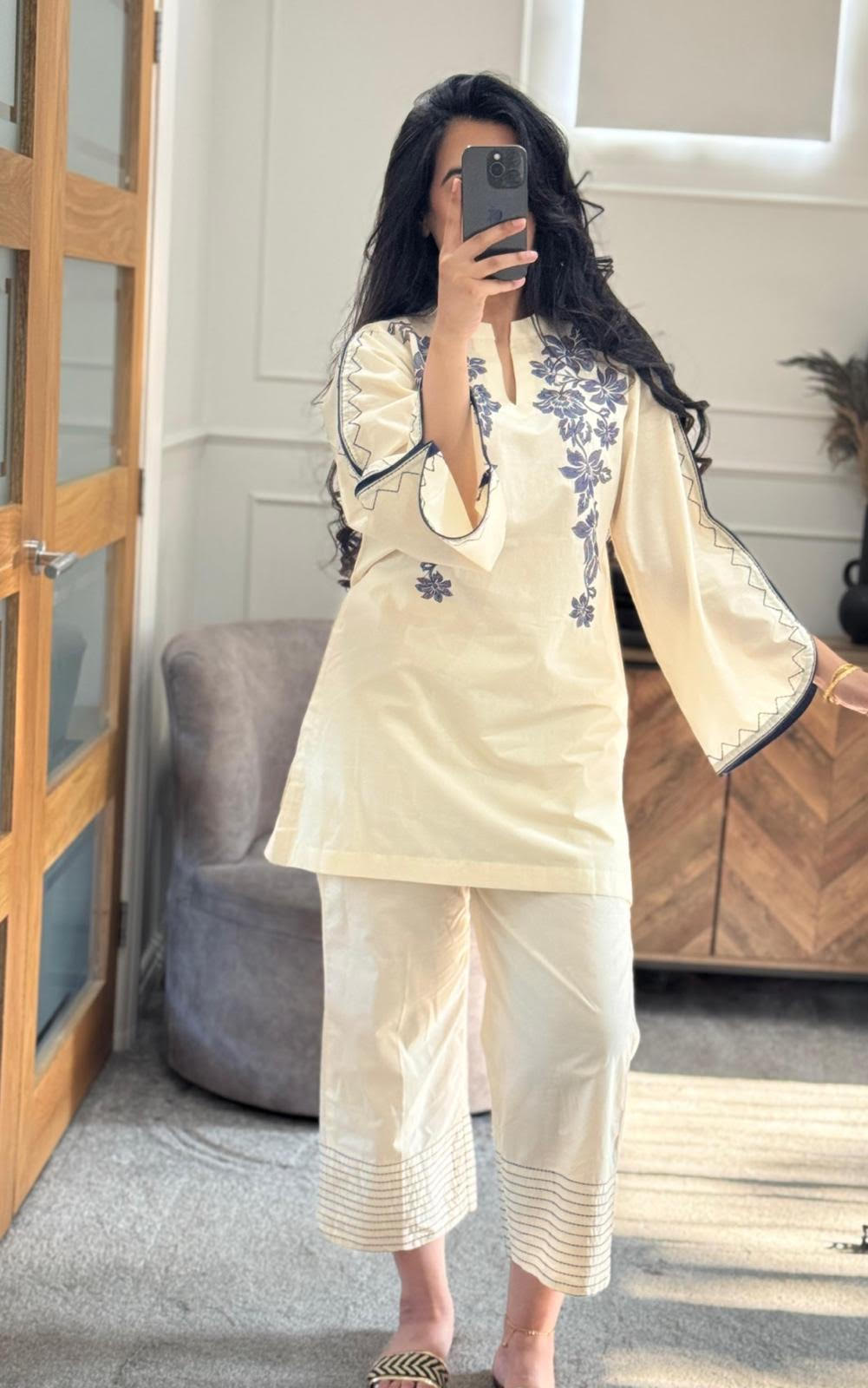 Ivory embroidered Co Ord Set