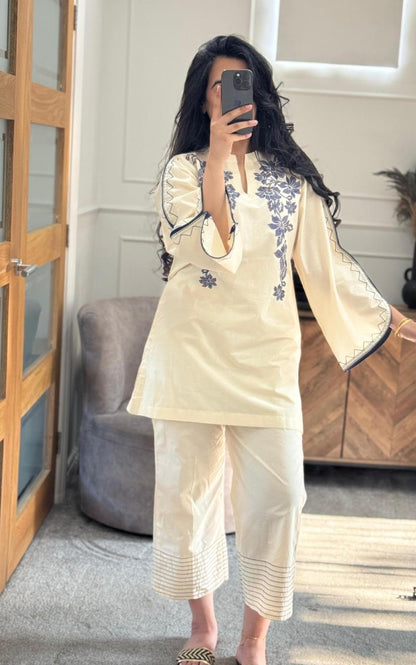 Ivory embroidered Co Ord Set