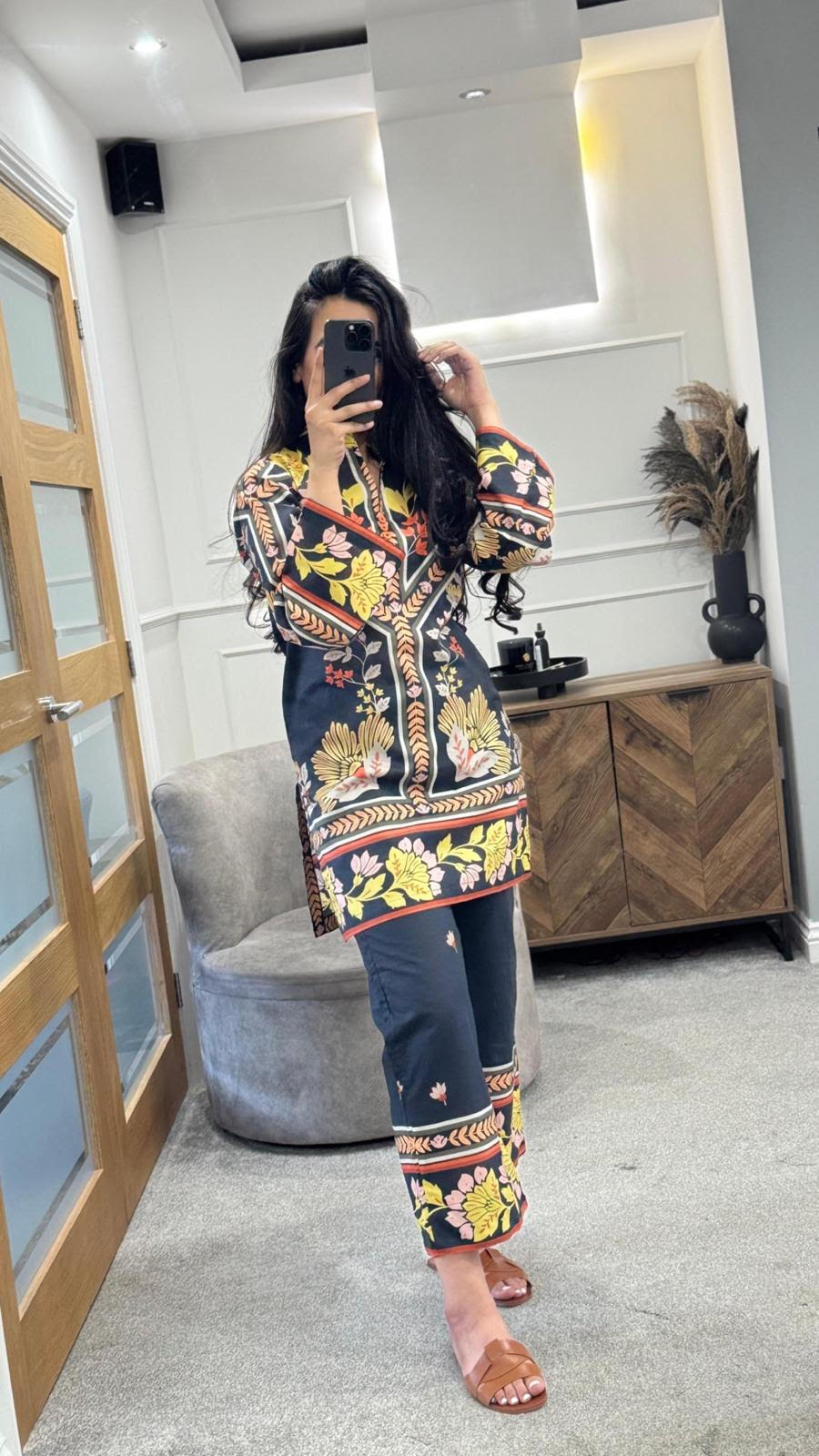 Black Printed Co Ord Set