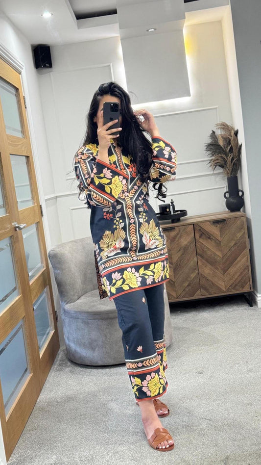 Black Printed Co Ord Set