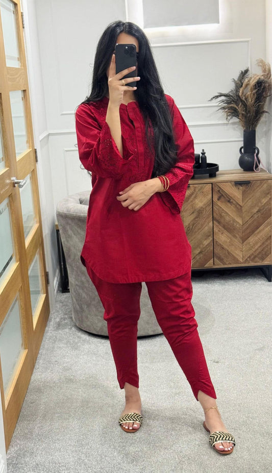 Rouge embroidered Co Ord Set