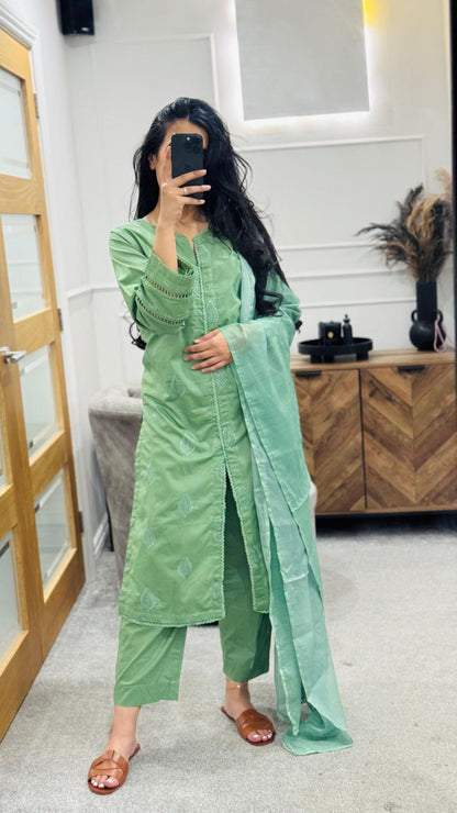 Seaglass 3pc embroidered Suit