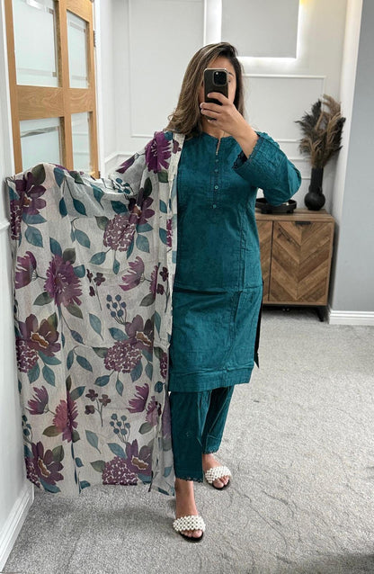 Tawakkal 3pc Teal Suit